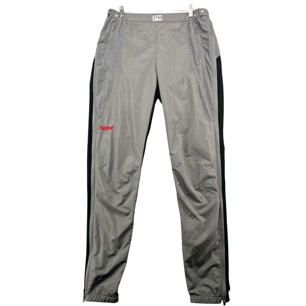 Swix Mens Cross Country Ski Pants Gray Black Full Side Zip Style 22660 XL